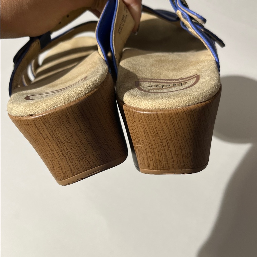 Dansko Blue Leather Strappy Platform Sandals sz 39 Summer Shoes Slip On Comfort - Picture 7 of 11